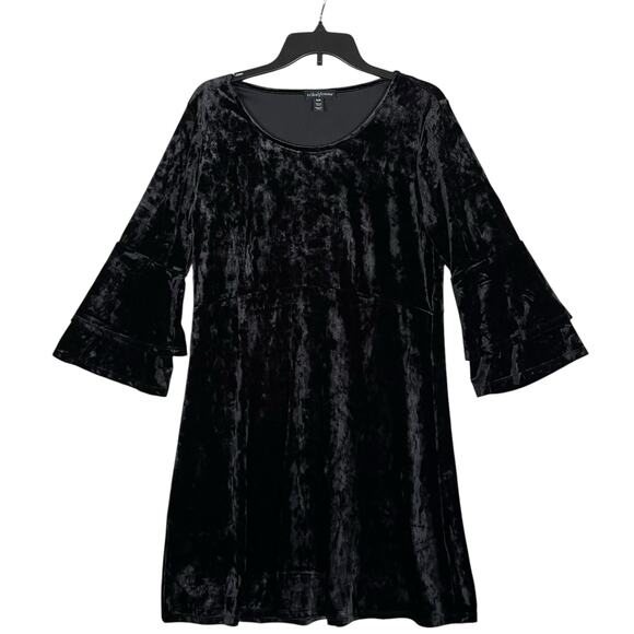 Velvet Dress Flared Tiered Sleeves Whimsy Goth Witchy - Picture 2 of 9